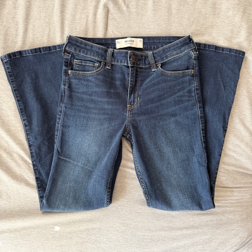 Hollister Mid-Rise Dark Wash Bootcut Jeans - Picture 6 of 8